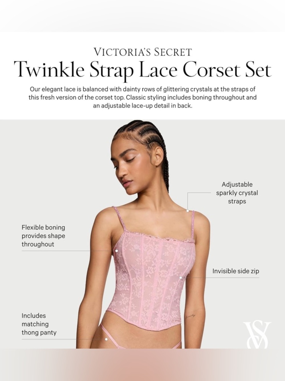 Victoria's Secret Dusty Pink Lace-Up Corset Top